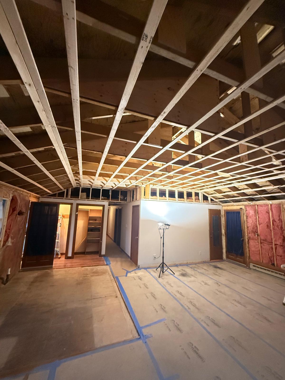 Ceiling opened up and raised to expose the rafters